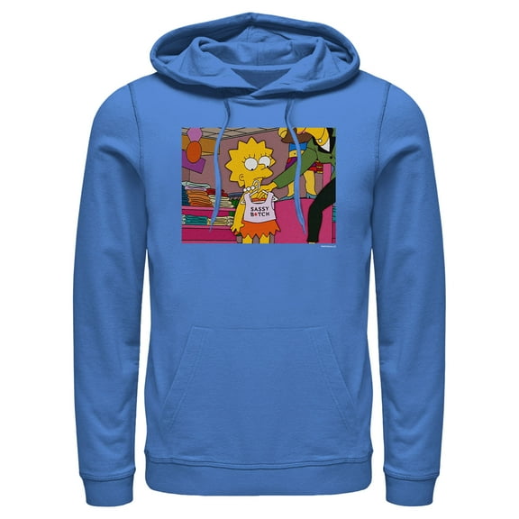 Men's The Simpsons Sassy Lisa Scene  Pull Over Hoodie Royal Blue X Large