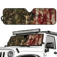 thumbnail image 2 of Uorisanigo Forest Deer USA Flag Windshield Sunshade Front Window Sun Shade Foldable Sun Visor Suitable for 2018-2025 Jeep Wrangler JL JLU & 2020-2025 Jeep Gladiator 310T, Outdoor Camping, 2 of 7