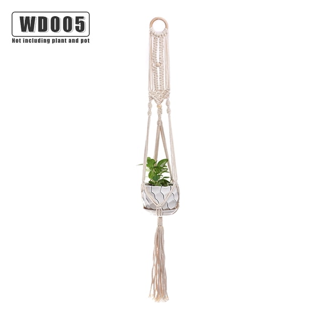 Injueey Cestas colgantes 100 hechas a mano, soporte para plantas, macramé, colgador de plantas, maceta para colgar en la pared interior, soporte para Jardín y Patio No.05 Injueey HA001777-05