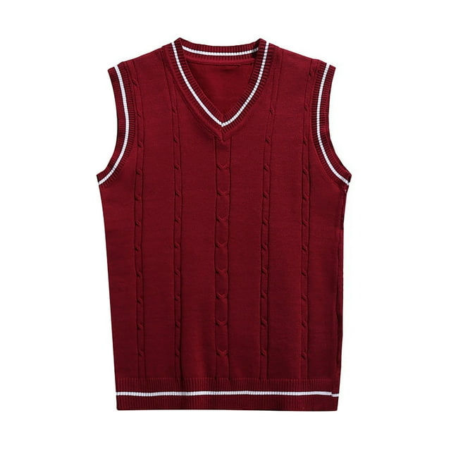 Kcodviy Gilet Sans Manches pour Homme, Veste Cole, Bordure Rayée, Col en V, Veste d'Hiver Isolée pour Homme, Chandail à Capuche Sans Manches