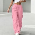 thumbnail image 4 of Womens Pants Zeliretfy Women's Baggy Cargo Sweatpants Wide Leg Pants Athletic Open Bottoms Joggers Casual Athletic Workout Pants with Elastic Waist Lounge Loose Fit Hiking Running Going out, 4 of 9