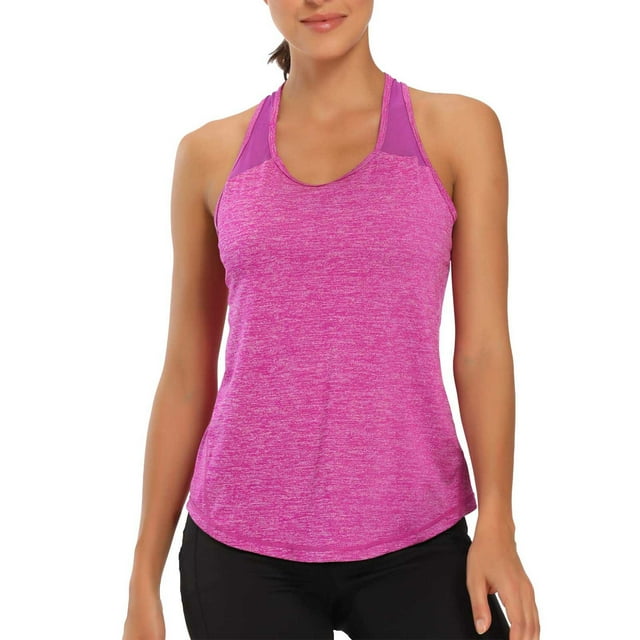 Mgmyaa Women's Summer Workout Tops Sleeveless Racerback Spliced Mesh Athletic Tank Top Running Gym Yoga Shirts