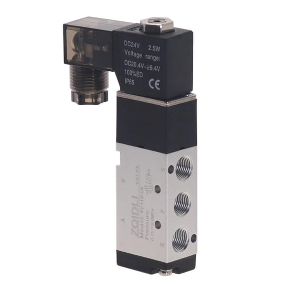 4V110-06 5 Way 2 Position 1/8" Pneumatic Solenoid Valve DC24V 12V AC 110V AC220V with 4mm/6mm/8mm Fitting