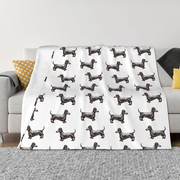 Fotbe Dachshund Dog Puppy Manta de Franela con Estampado, Manta Ultrasuave para Cama, Sofá, Auto, Hipoalergénica y Antibolitas-50"x40"