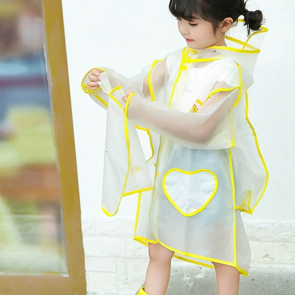 Cethrio Kids Girls Rain Jackets, Zip up Hooded Waterproof Lightweight Kids Raincoats Yellow Size 2-3 T