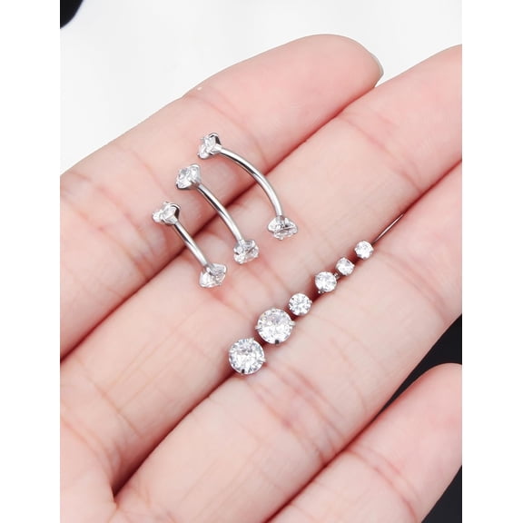 GHRTGR-Eyebrow Piercing Jewelry Surgical Steel Curved Barbell Tiny Eyebrow Ring Vertical Labret Lip Jewelry Ear Rook Navel Small Belly Button Ring for Women Men 20g 16g 6mm/8mm/10mm/12mm