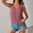 thumbnail image 2 of JIAYUE Women's Tank Tops Solid Color Sleeveless Stylish V Neck Knit Hollow Design Suitable For Everyday Wear Casual Summer Fashion Pair With Jeans Easy Care Leisure Female Camisole, 2 of 5