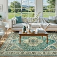 thumbnail image 2 of Lahome Decor 5'x7'Oriental Floral Medallion Area Rug for Living Room,Non Slip Machine Washable Vintage Indoor Rug,Vintage Printed Rug,Low Pile Lightweight Vintage Rug for Bedroom,Sky Blue, 2 of 9