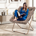 thumbnail image 5 of BEZT Cozy Chair Square Folding Faux Fur Saucer Chair for Bedroom Dorm Garden Courtyard Foldable Metal Frame Oversized Large Comfy Furry Padded Soft Lounge Lazy Cozy Moon Chair for Adults,Beige, 5 of 6