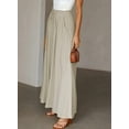 thumbnail image 4 of SOMER Pants for Women Flowy Dressy Casual Elastic High Waist Wide Leg Palazzo Pants with Pocket Beige, 4 of 7