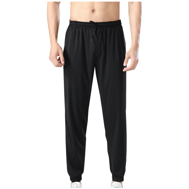 Weiqiqre Sweatpants Pants for Men Quick Drying High Elasticity Athletic Drawstring Nylon Ice Silk Sports Outdoor Joggers for Men Running, Workout,Size L