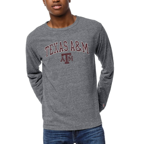 Men's League Collegiate Wear Heather Gray Texas A&M Aggies 1965 Victory Falls Long Sleeve Tri-Blend T-Shirt