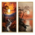 thumbnail image 2 of Designart "Sunset Reverie Pastoral Evening II" Sunrisesunset Framed Wall Art Set Of 2 - Yellow Landscapes Framed Canvas Set For Living Room Decor, 2 of 7