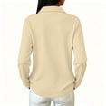 thumbnail image 5 of Womens Retro Polo Shirts Long Sleeve Button Placket Lightweight Collared Golf Dressy Office Blouses Khaki S, 5 of 9