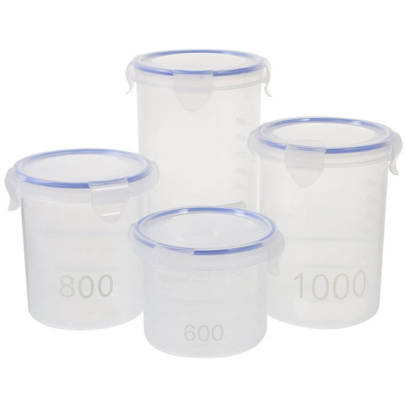 ELAYARD 4Pcs Flour Containers with Lids Transparent Reusable Kitchen Canisters