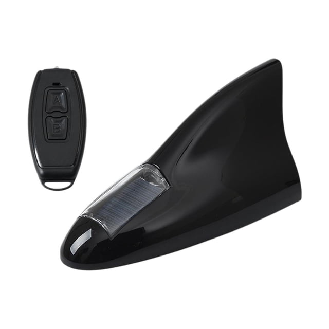 Antenne Solaire de Voiture en Forme d'Aileron de Requin Télécommande Lumière Clignotante Décoration de Carrosserie