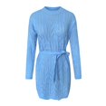 thumbnail image 5 of Gibobby Suéter de Cuello Redondo para Mujer, Suéter suelto de lana de cachemira con cuello redondo para mujer, de manga corta, para verano, otoño, color liso, casual(Azul,G), 5 of 5