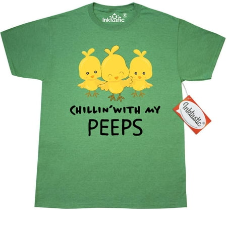 Inktastic Chillin' With My Peeps T-Shirt Easter Kids Chicks Cute Pun Funny Candy Adorable Happy Chickens Baby Animals Mens Adult Clothing Apparel Tees (Chillin On The Beach With My Best Friend Jesus Christ)