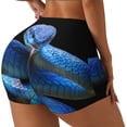 thumbnail image 2 of Kdxio Blue Viper Snake Print Workout Shorts for Women Seamless Soft Smooth Gym Yoga Scrunch Active Shorts, 2 of 9