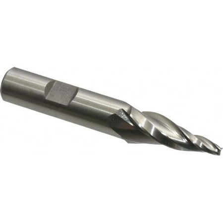 

Made in USA 10° 1/8 Small End Diam 1-1/4 LOC 3 Flute HSS Tapered Square End Mill Uncoated 3-1/4 OAL 1/2 Shank Diam Spiral Flute Centercutting