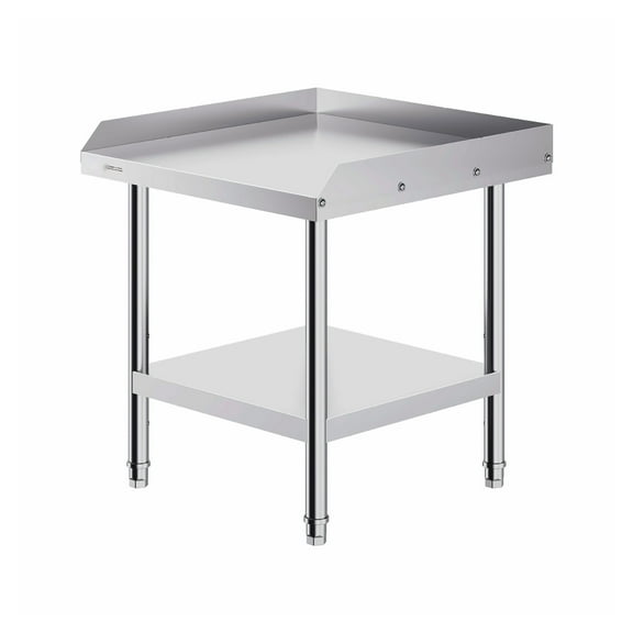 Stainless Steel Work Table 24x24x26 Inch - Commercial Food Prep Table - Heavy Duty 3-Sided Backsplash - Adjustable Height Metal Worktable for Restaurant Home Kitchen