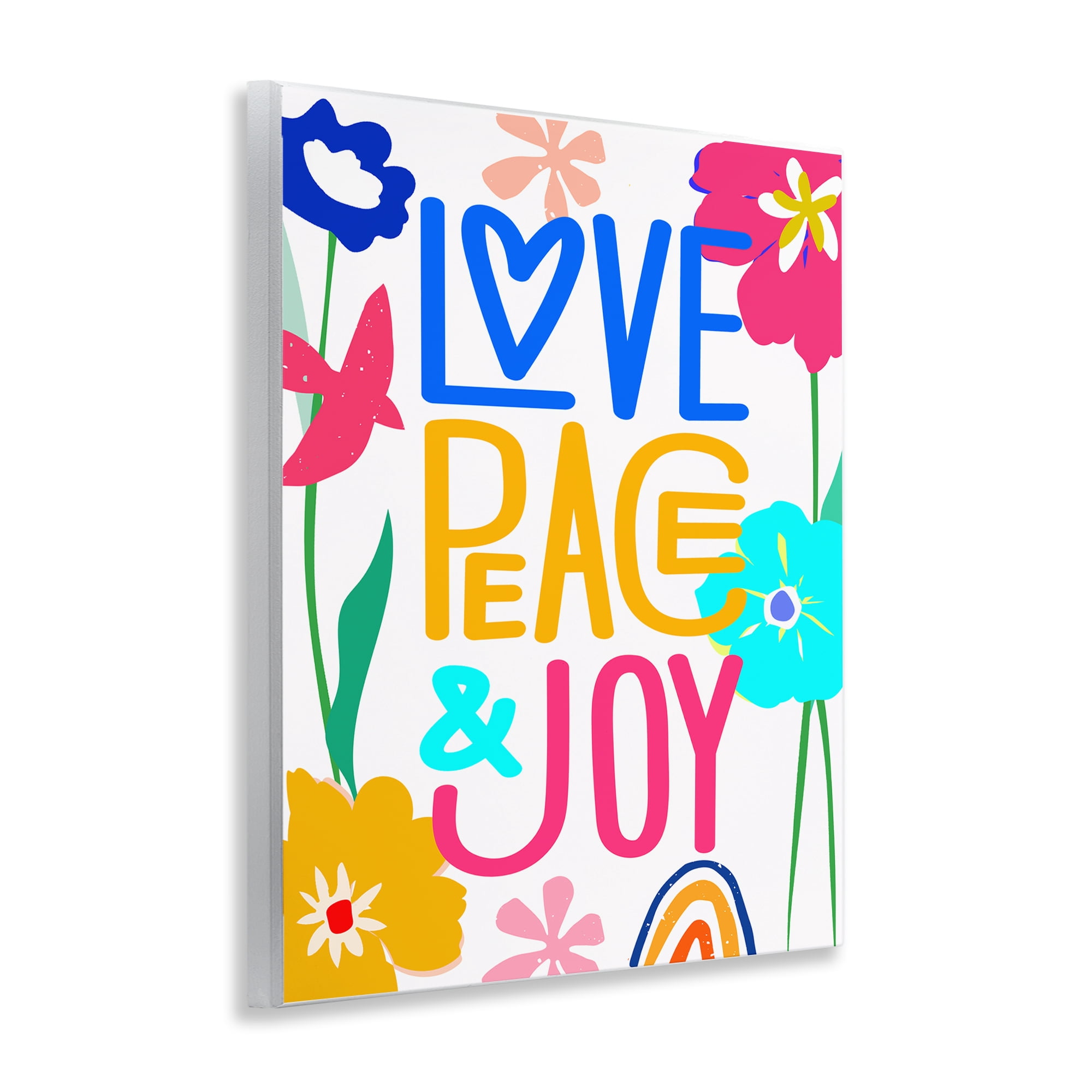 Stupell Industries Bold Love Peace Joy Plants & Flowers Painting Unframed Art Print Wall Art, 11 x 14