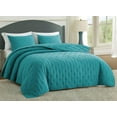 thumbnail image 2 of Chezmoi Collection Tencel Modal Blend Quilt Set King Size, Teal, Lightweight Soft Bedspread Crescent Stitched Quilt for All Seasons, 3-Piece, 2 of 9