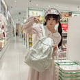 thumbnail image 6 of Cute Aesthetic School Backpack, Striped Pattern Backpack with Drawstring Side Pockets, School Backpack for Outdoor Shopping Travel, Green, 6 of 8