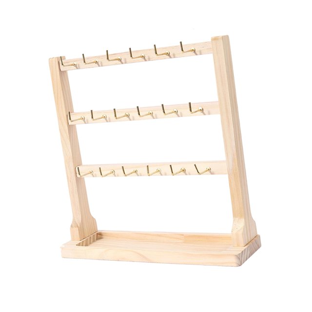 Jewelry Organizer Multi Tiers with Tray Wooden Stable Base Jewelry Display Stand 3 Tiers