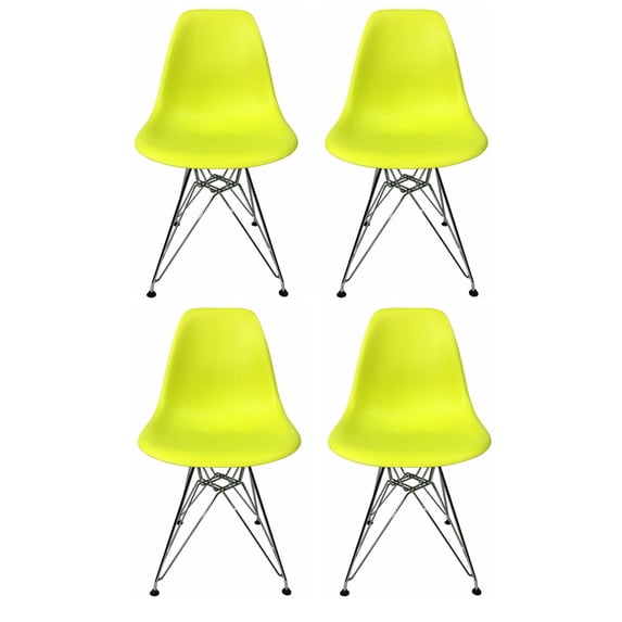 Eiffel Dining Chair with Chrome Base - Mustard