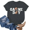 thumbnail image 4 of TSADFHJI T-Shirts pour Femmes Manches Courtes Col Rond Rugby Imprimé Lettre TTG Gris, 4 of 5