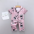 thumbnail image 1 of Uccdo Summer Toddler Boys Girls Pajamas Kids Milk Silk Short Sleeve Blouse Tops+Long Pants Sleepwear Set 1-6T, 1 of 7