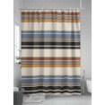 thumbnail image 5 of Fsddascl Brown Blue Striped Shower Curtain Set - Standard 72" x 72" Washable Bathtub Curtain with 12 Hooks, Farmhouse Vintage Stripe Waterproof Fabric Stall Shower Curtains for Bathroom/Bathtub, 5 of 6