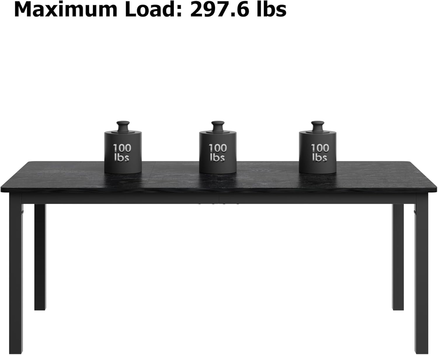 71" Industrial Dining Table, Large Rectangle Kitchen Table with Metal Legs, Round Corners, Wooden Conference Tables Writing Desk for Dining Room, Living Room, Classic Black