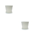 thumbnail image 3 of Matsuzay Bandeja de macetas de resina para plantas, maceta redonda para plantas suculentas, interior, exterior, hogar, jardín, balcón, Beige/con Bandeja/M 2piezas, 3 of 6