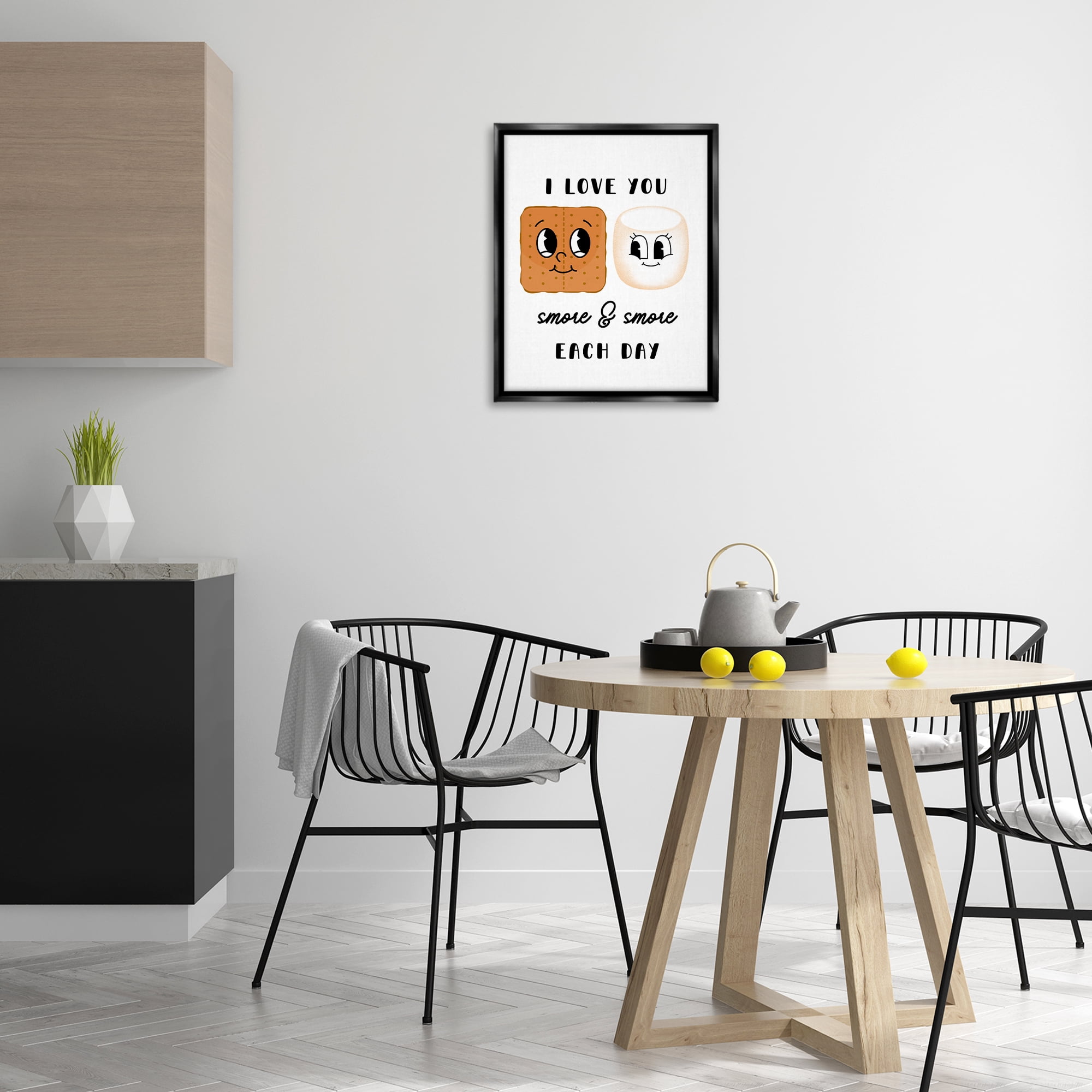 Stupell Industries Love You Smore Each Day Food & Beverage Painting Black Floater Framed Art Print Wall Art, 17 x 21