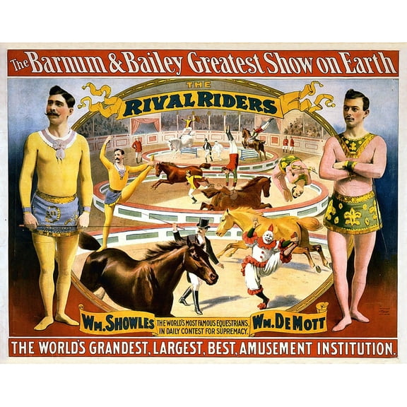 Buell "Barnum & Bailey" 1895 Rival Riders Glossy Poster