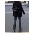 thumbnail image 4 of Y2k estilo Preppy Vintage pantalones vaqueros azules mujeres sólido alto cintura Denim pantalones acampanados ropa de calle de pierna ancha pantalones americanos elegantes, 4 of 5