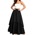 thumbnail image 5 of Vynhevius Women's Irregular Layered Maxi Skirt Solid Elastic Waist Vintage Medieval Casual Long A Line Skirts, 5 of 6