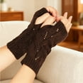 thumbnail image 2 of Arm Warmers Winter Long Arm Fingerless Gloves Long Stretchy Knit Mitten Gloves Wrist Warmer with Thumb Hole, 2 of 3