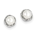 thumbnail image 1 of Boucles d'Oreilles en Argent Sterling Rhodié FW Perle de Culture & Diamant QDX324, 1 of 2
