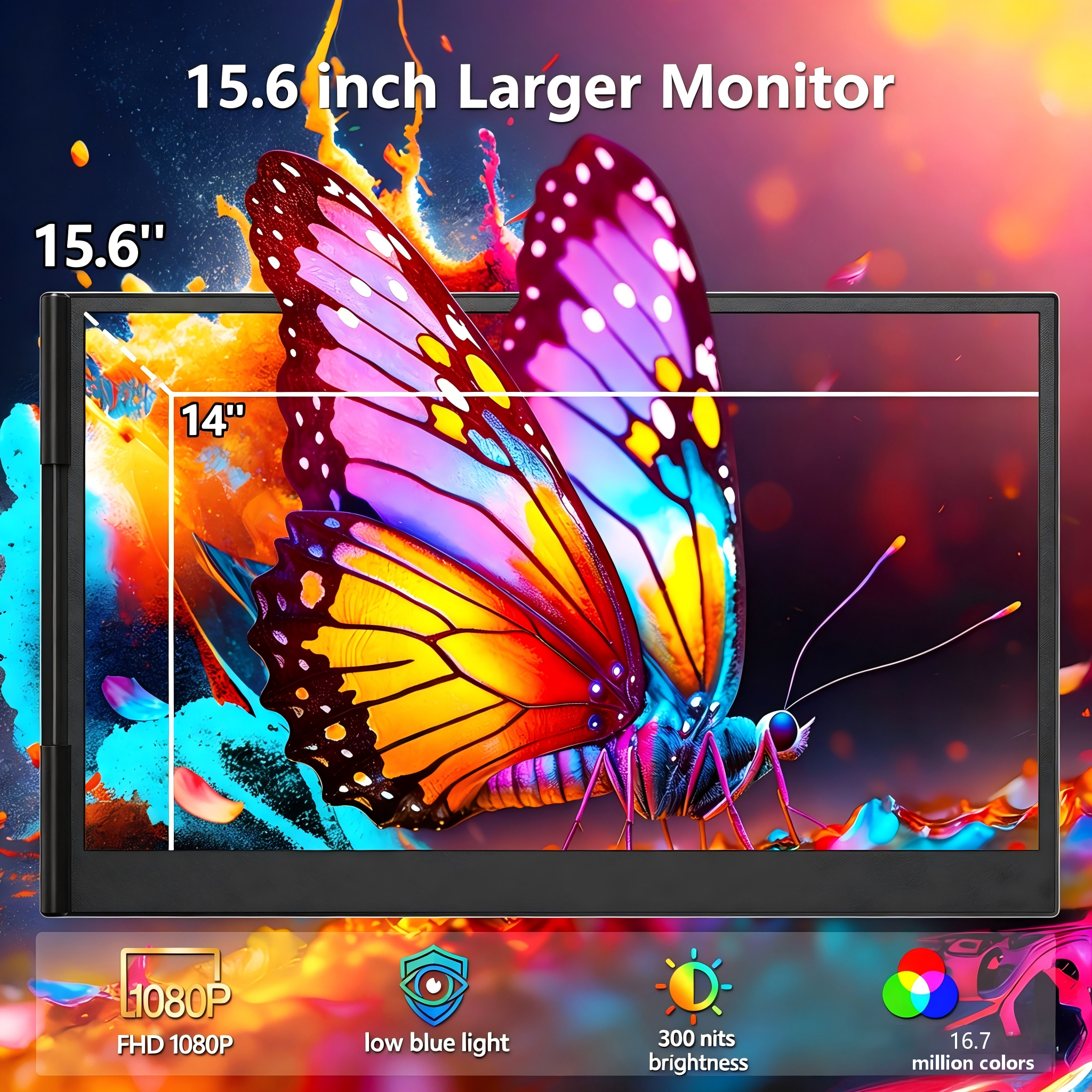 Livelect-m 15.6" Triple Laptop Screen Extender, Ultra-Slim IPS 1080P FHD Portable Monitor with Kickstand & 180° Rotation, Plug & Play for Windows/Mac/Android