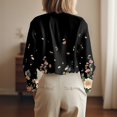 thumbnail image 6 of Floral Linen Shirt for Women Spring Summer Boho Front Button Down Tops Vintage Casual Long Sleeve Oversized Tees Top, 6 of 6
