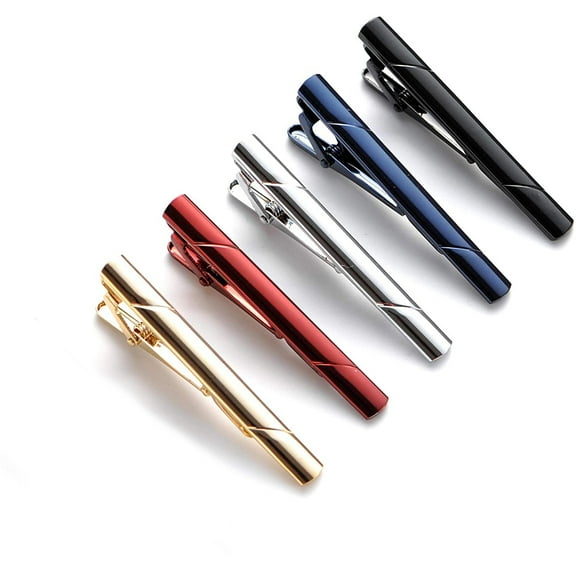 5 Pcs Tie Clips for Men Tie Bar Clip Set for Regular Ties Necktie Wedding Business Tie Pin Clips