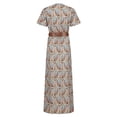 thumbnail image 6 of Women's Printed V Neck Short Sleeve Maxi Dress Belted with Pockets Plus Size Full Length 100% Polyester Fabric Comfort, 6 of 12