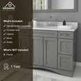 thumbnail image 2 of Boyel Living 48 inch Bathroom Vanity Marble Counter-Top Ceramic Basin Gray Solid Wood Bathroom Cabinet with Bathroom Mirror, 2 of 10