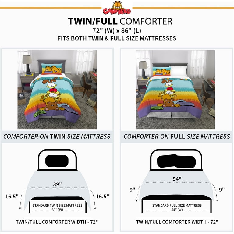 Garfield Kids Comforter and Pillowcase, 2-Piece Set, Twin/Full
