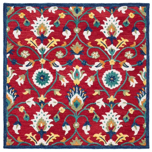 SAFAVIEH Blossom Anson Floral Area Rug, Red/Ivory, 6' x 6' Square