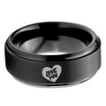 thumbnail image 2 of Tungsten Love You Heart Band Ring 8mm Men Women Comfort Fit Black Step Bevel Edge Brushed Polished, 2 of 4