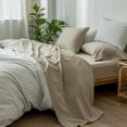thumbnail image 1 of Ensemble de Draps en Coton Lavé Effet Lin, Respirant, Durable, Doux et Confortable (Orange Foncé Grand Lit), 1 of 6